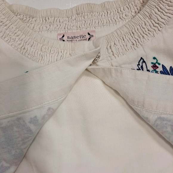 Nanette Lepore White Embroidered Linen Cropped Jacket - Picture 5 of 9